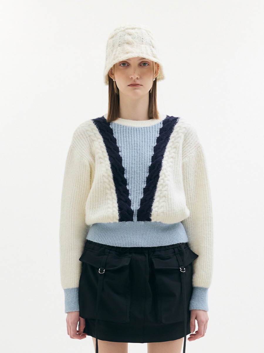 LX CABLE COLOR KNIT(IVORY)